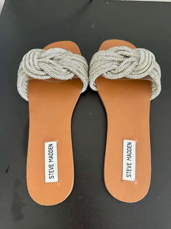 Steve Madden Shoes - New Steve Madden Silver Beaded Knot Slide Sandals - Women